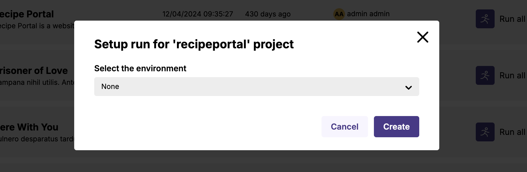 execution-select-environment